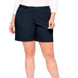 Talbots Womens Relaxed‎ Chino Short Size 6 Navy Cotton Blend 7 in Inseam